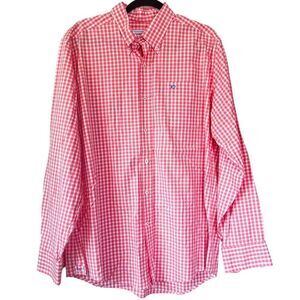 Southern Tide Men's Pink White Checkered Gingham Button Down Size Large